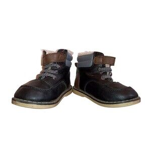 Old navy toddler boys black and brown‎ ankle strap faux leather boots